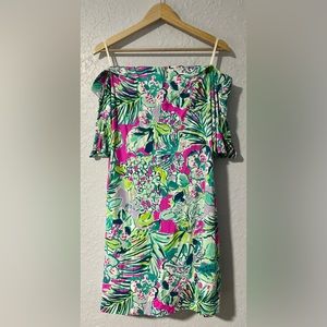 Lilly Pulitzer Off shoulder Multi Villa Orchid Print Dress XL